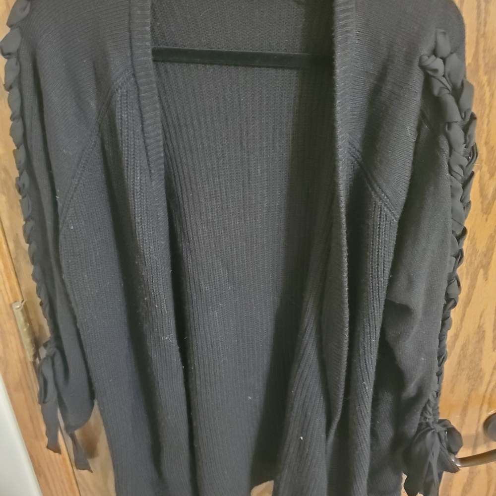 Lane Bryant Black Cardigan with Braided Sleeves